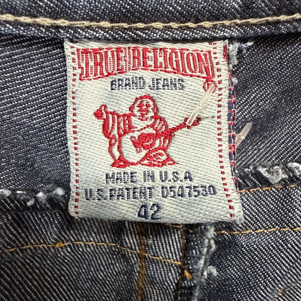 True Religion Zach Straight Leg Jeans Mens 42‎ Blue Y2K Streetwear Grunge Baggy